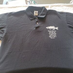 Fruit Of The Loom Fish Lover Graphic Short Sleeve Back Sz. XXL Polo